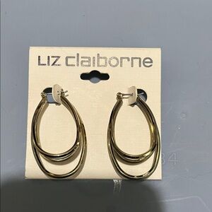 Liz Claiborne Elegant Gold tone Hoop Earrings